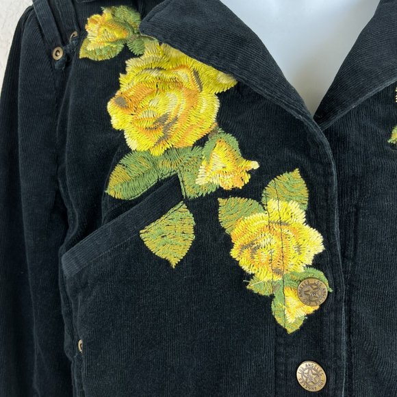 Johnny Was Embroidered Corduroy "Yellow Rose of Texas" Jacket Size XS Black Boho - Picture 3 of 12